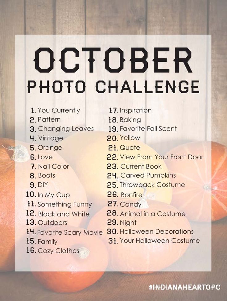 the october photo challenge with pumpkins and other things to do on it, including an orange