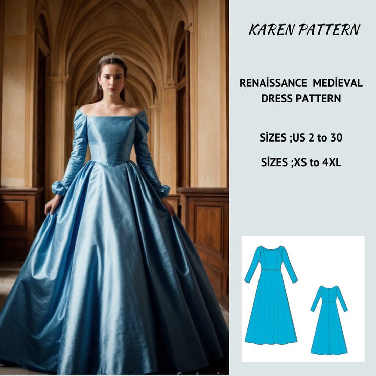 Renaissance victorian fantasy cosplay dress pattern Long Sleeve Maxi Flare Skirt Dress +,available as an instant download (pdf) sewing pattern bundle with a range of size options, including plus sizes ⭐US Sizes: 2, 4, 6, 8, 10, 12, 14, 16, 18, 20, 22, 24, 26, 28, 30 ⭐Standard Sizes: XS, S, M, L, XL, 2XL, 3XL, 4XL ⭐These patterns are suitable for A4, A0, and US Letter size papers. ⭐Once your payment is processed, you will automatically receive download links for the pattern files. Please note tha Sleeping Beauty Dress Pattern, Ball Gown Pattern Sewing Free, Fantasy Dress Pattern, Maxi Flare Skirt, Elvish Dress, Prom Dress Sewing Patterns, Medieval Cosplay, Flared Skirt Dress, Fair Outfits