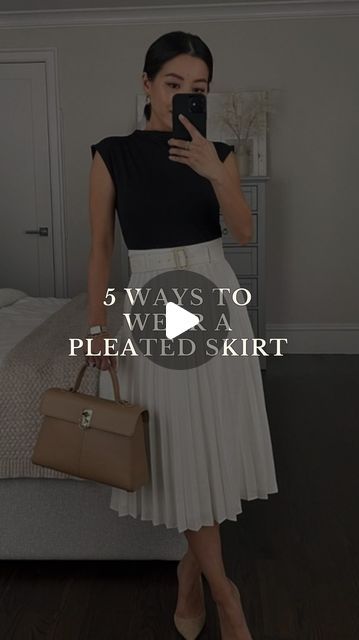 Elegant Style | Classy Outift Ideas on Instagram: "Pleated skirt is a trending item now and we’re here for it! Here are 5 ways to style a pleated skirt ✨   Which item do you need styling tips for next?   📌 Comment “guide” to get my dressing ebook  #pleatedskirt #pleatedskirts #pleatedskirtoutfit #howtowear #elegantoutfit #elegantoutfits #chicstyle #classystyle #howtolookexpensive #howtolookexpensiveonabudget #howtolookrich #howtolookelegant #elegancetips #elegantoutfitsideas #elegantwoman #classylady #affluentwomen #affluence #quietluxurystyle #oldmoneyaesthetic #oldmoneylook" Long Pleated Skirt Outfit Summer, Pleated Skirt Work Outfit, How To Style Pleated Skirt, Long Pleated Skirt Outfit, White Pleated Skirt Outfit, Style A Pleated Skirt, Pleated Skirt Outfit Summer, Floral Maxi Skirt Outfit, Pleated Skirt Outfit Ideas