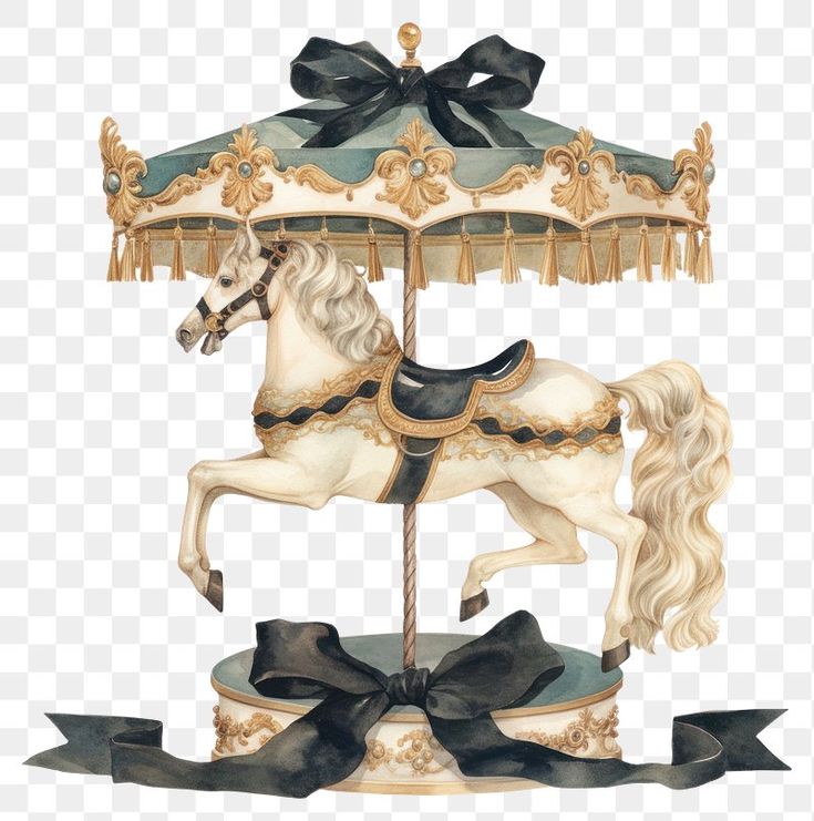 an old fashioned carousel with a horse on it's base, transparent background png