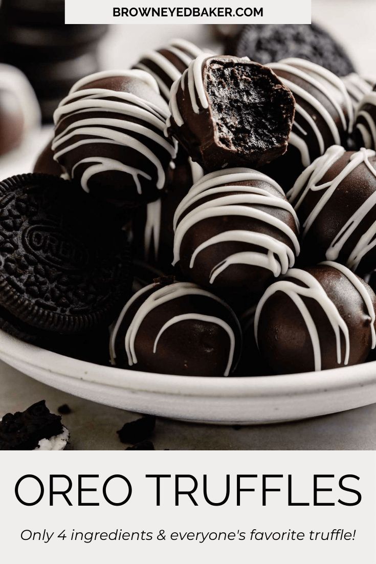 oreo truffles on a plate with chocolate chips