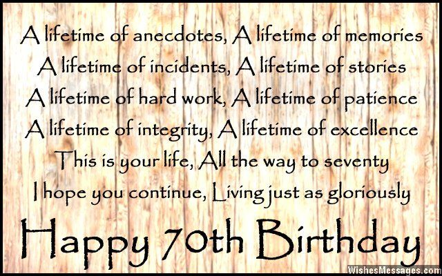 a birthday card with the words happy 70thth birthday written in black and white on wood