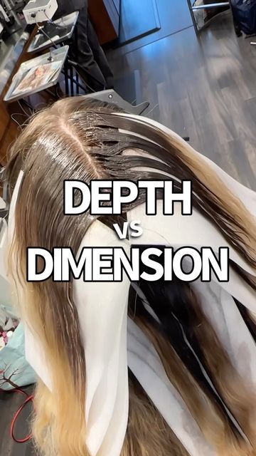 Adina Pignatare | BALAYAGE | HAIR VIDEOS | EDUCATOR on Instagram: "Depth VS Dimension 👉🏼 knowing when & why is super important. Here’s my take on it… DEPTH: to me lives from the roots to mid shaft. It blends hard lines & creates a lived in look. Think of that root shadow you do in your blonde highlights - that’s creating DEPTH! DIMENSION: to me it’s when the color travels through the ends of the hair. It breaks up solid colors to add dimension. I typically like to weave dimension in so it lo Add Depth To Blonde Hair, How To Add Dimension To Blonde Hair, Blending Roots With Blonde Hair, Add Dimension To Blonde Hair, Diy Balayage Highlights, Root Smudge Brunette To Blonde, Balayage With Dimension, Root Shadow Blonde, Lived In Blonde Balayage Dark Roots