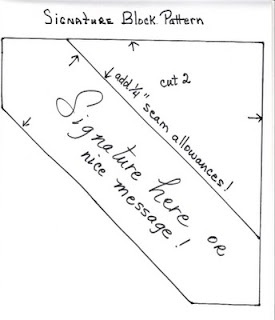 a black and white drawing of a ruler with writing on it that says, signature block pattern