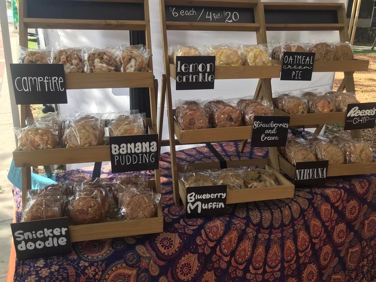 breads and pastries are on display for sale