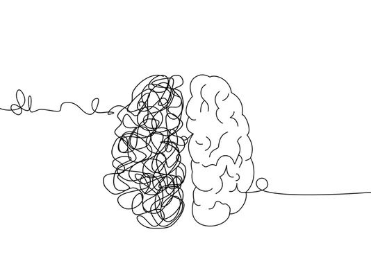 a black and white line drawing of a brain with wires coming out of it's side