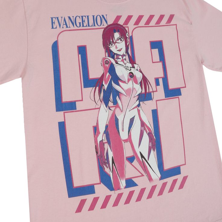 Short-sleeve tee Printed art on the front Ribbed crew neck Regular fit 100% Cotton Officially Licensed Evangelion Merchandise Atsuko Exclusive Pop Culture Cotton T-shirt With Graphic Print, Unisex Character Print T-shirt For Streetwear, Fan Merchandise Graphic Print Crew Neck T-shirt, Unisex Pink T-shirt With Band Merch, Pop Culture Graphic Crew Neck Tops, Graphic Tee For Fan Conventions, Relaxed Fit T-shirt With Front Print For Fans, Pop Culture Screen Print Crew Neck Shirt, Pop Culture Graphic Print Crew Neck Shirt