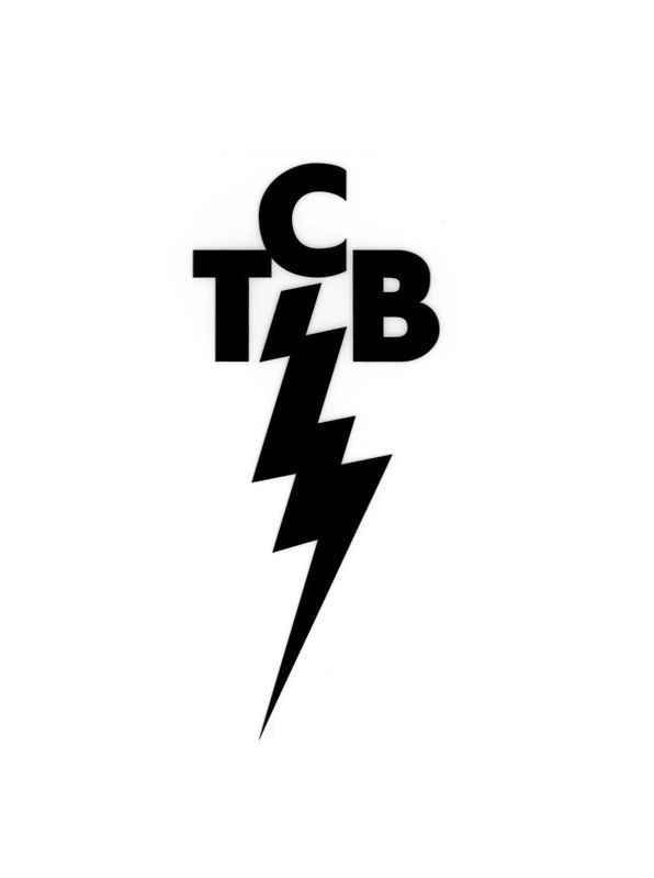 a black and white photo with the words tcb in it's center surrounded by lightning