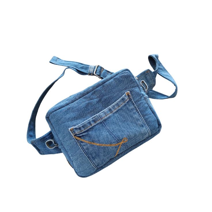 Very large pouch/shoulder bag, with 2 internal pockets and one external, lined, with adjustable shoulder strap Denim Waist Bag, Large Pouch, May 21, Backpack Purse, Bag Shoulder, Waist Bag, Shoulder Strap, Pouch, Backpacks