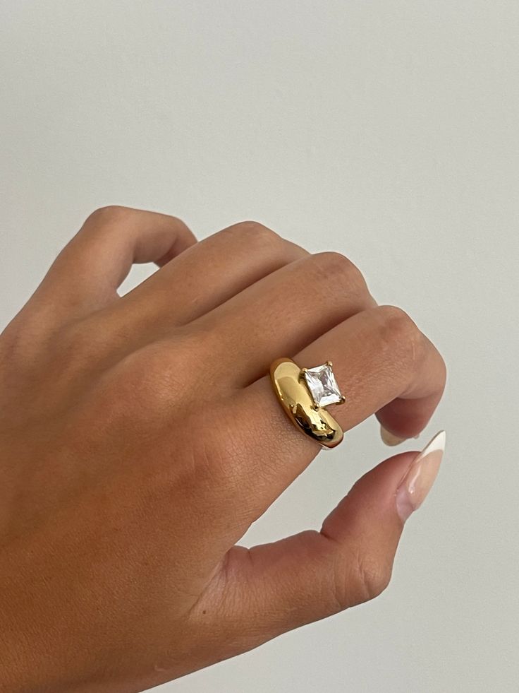 stainless steel and gold Gold Dome Ring, Classy And Elegant, Dome Ring, Domed Ring, Recycled Gold, Microfiber Cloth, Gems, Stainless Steel, Ring