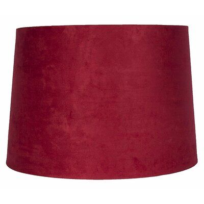 a red lamp shade is shown on a white background and it looks like the fabric has been