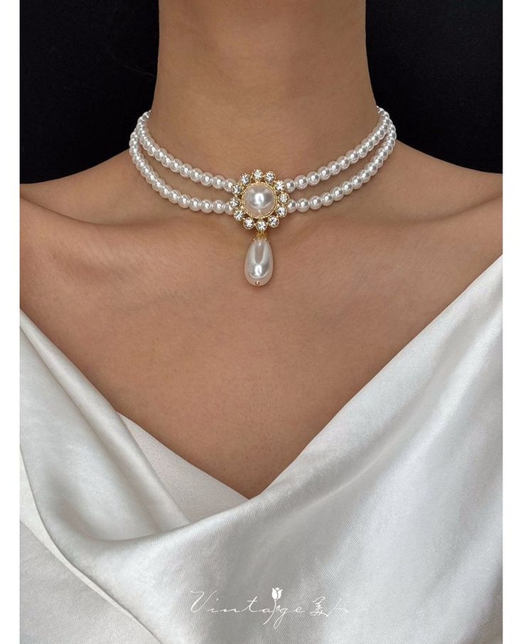 Get 10% off now! Buy auschwitz vintage retro court double layers pearl water drop necklace at cheap price online. Free stable shipping and pro since 2009. Expensive Pearl Necklace, Double Layer Pearl Necklace, Dripping In Pearls, 1920s Pearl Necklace, Pearl Choker Bride, Vintage Jewelry Antique Necklaces, Victorian Pearl Necklace, Dimond Neckles, Royal Jewelry Aesthetic