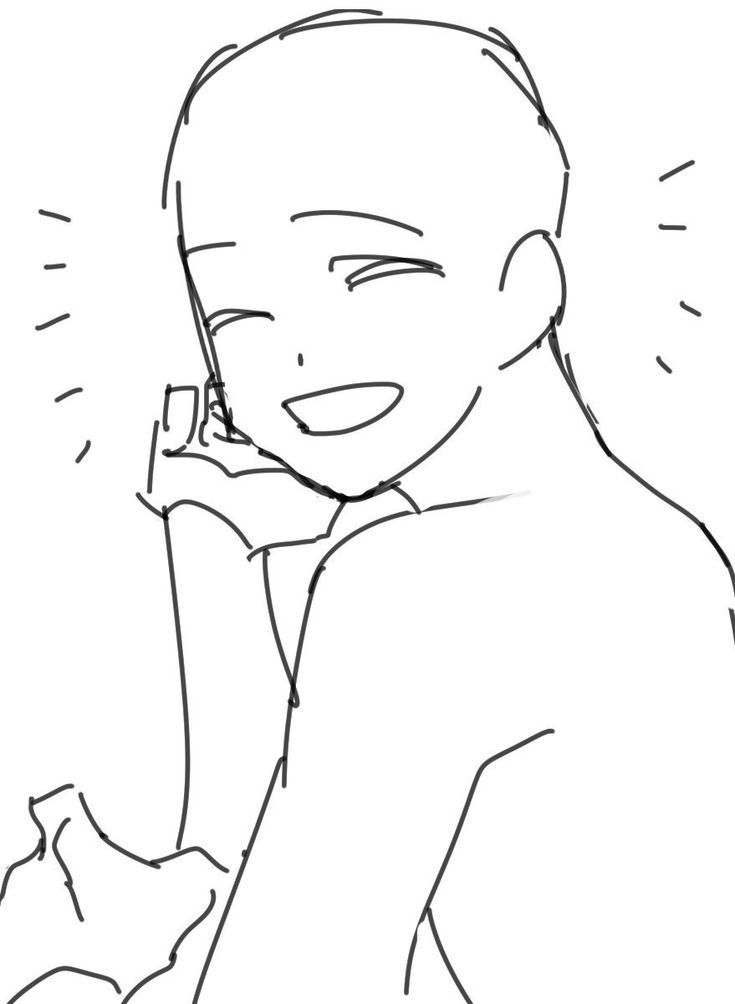 a drawing of a person holding a cell phone to their ear and smiling at the camera