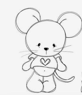 a drawing of a mouse holding a heart