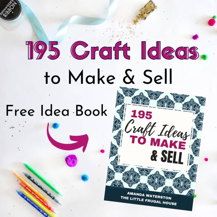 an advertisement for craft ideas to make and sell on a table with scissors, crayons