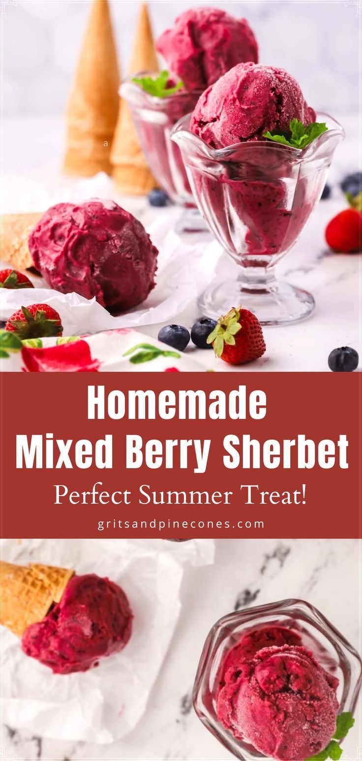 homemade mixed berry sherbet is the perfect summer treat