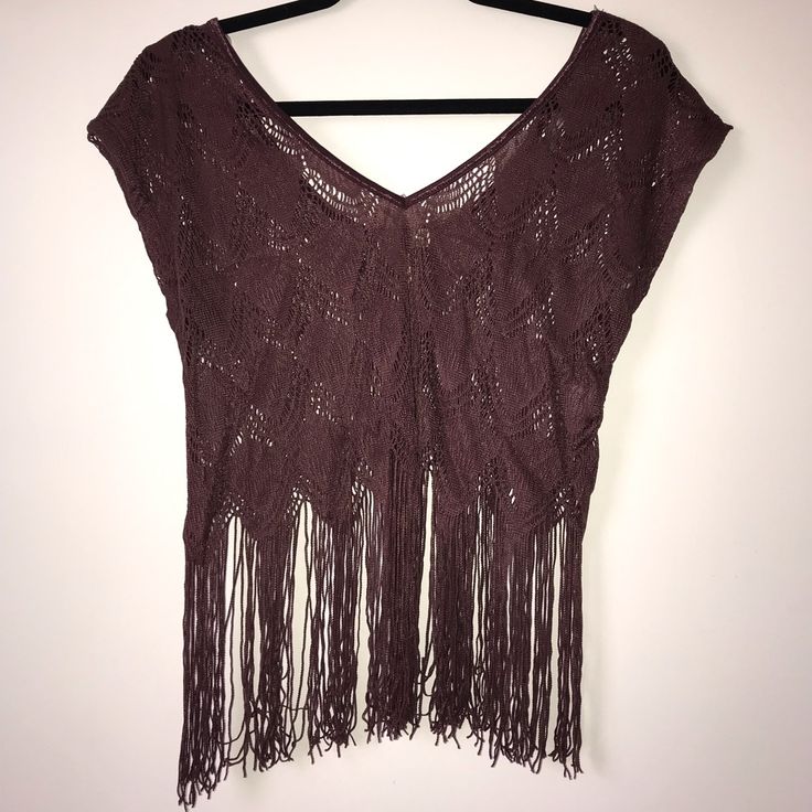 Kirra Fringe Crop Top. Can Be Worn As A Top Or As A Swimsuit Coverup. Never Worn. Brown. Size M/L. Fancy Dresses, Fringe Crop Top, Denim Skirt, Denim Skirt Women, Cover Up, Skirt Women, Fashion Inspo, Upcycle Clothes, Crop Top