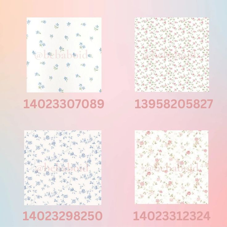 four different types of wallpapers with numbers and flowers on the same color background