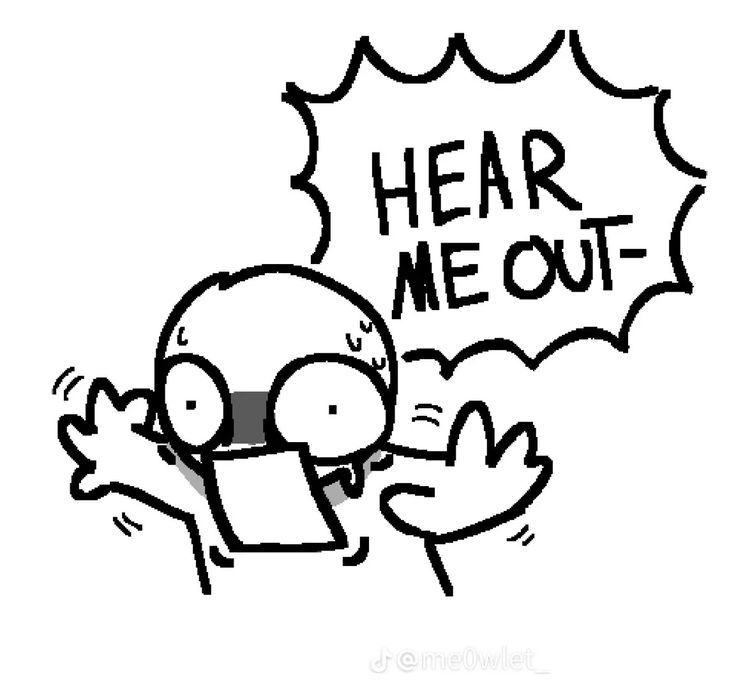 an image of a cartoon character saying hear me out