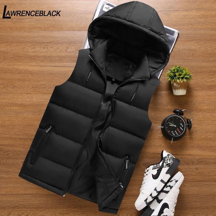 Sleeveless Jacket For Men, Hooded Coats, Slim Vest, Mens Fashion Edgy, Vest Men, Winter Vest, Fashion Edgy, Sporty Casual, Hooded Vest