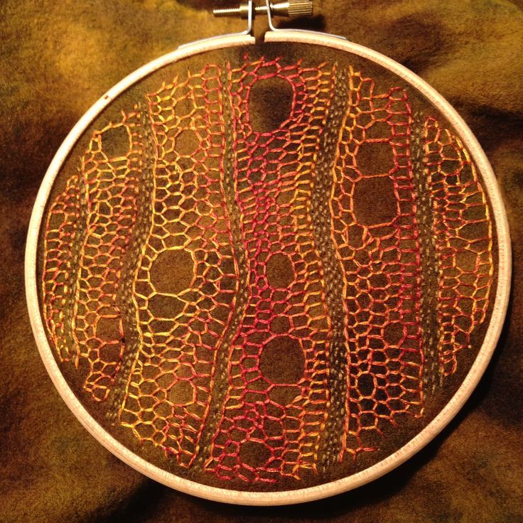 a close up of an embroidery on a piece of cloth