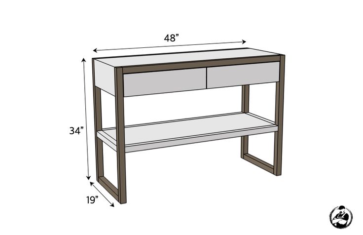 a white desk with shelves and measurements for the top shelf, side table or end table