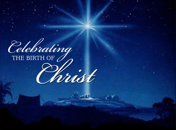 the birth of christ is shown in this christmas card with an image of a star above it