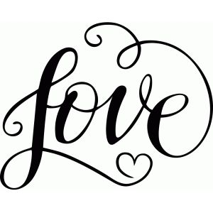 the word love written in cursive writing on a white background with black ink