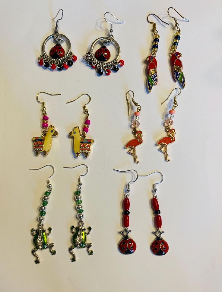 Comfortable and easy to wear. These animal charm dangles will make the perfect gift for any occasion. A perfect "just because" present. Whimsical Everyday Drop Earrings Jewelry, Cute Metal Earrings For Gifts, Trendy Silver Earrings With Charms, Cute Earrings With Dangling Charms For Gifts, Playful Assorted Jewelry For Gifts, Playful Assorted Color Jewelry For Gifts, Everyday Whimsical Drop Earrings, Casual Beaded Dangle Earrings As Gift, Casual Gold Hoop Earrings For Gift