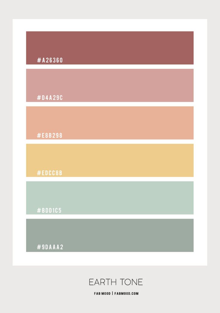 the earth tone palette is shown in shades of pink, yellow and green