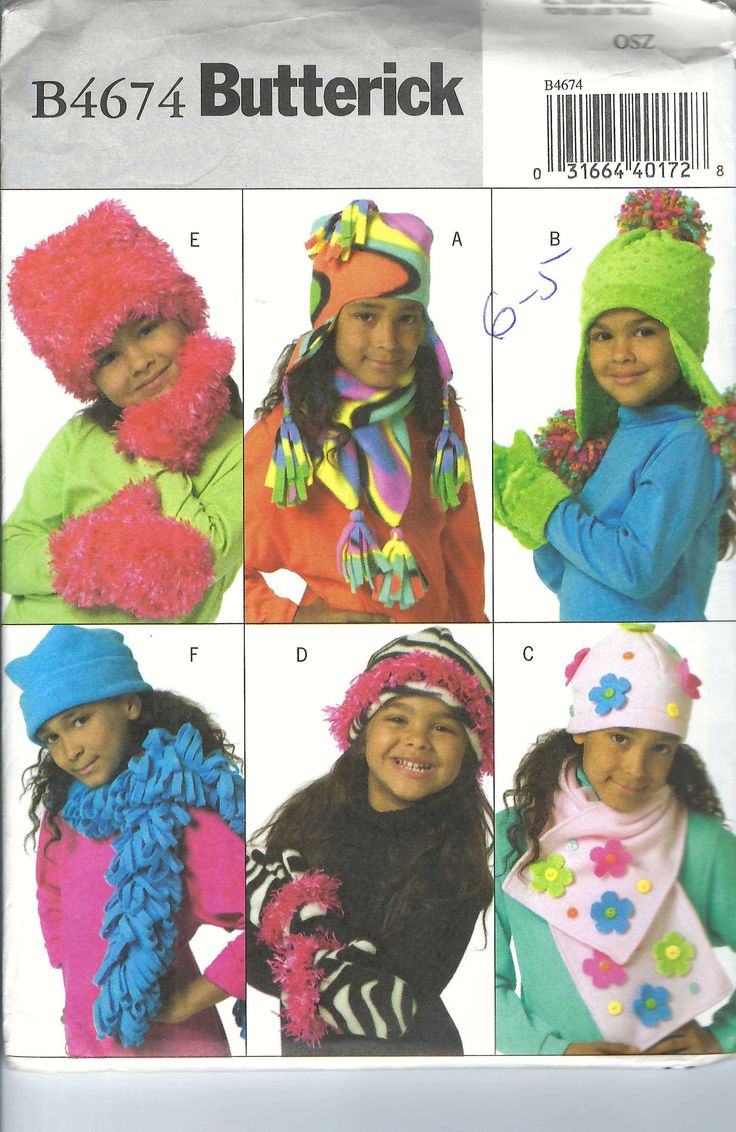 children's hats, scarves and scarfs in butterick pattern 647