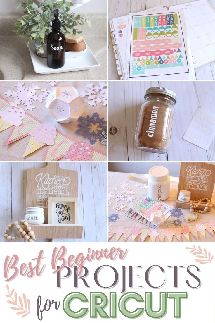 the best beginner projects for cricut are on display in this collage