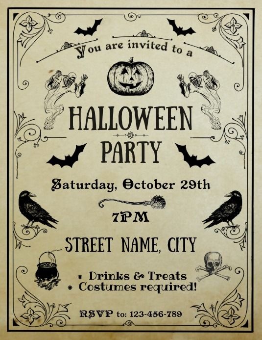 an old fashioned halloween party poster