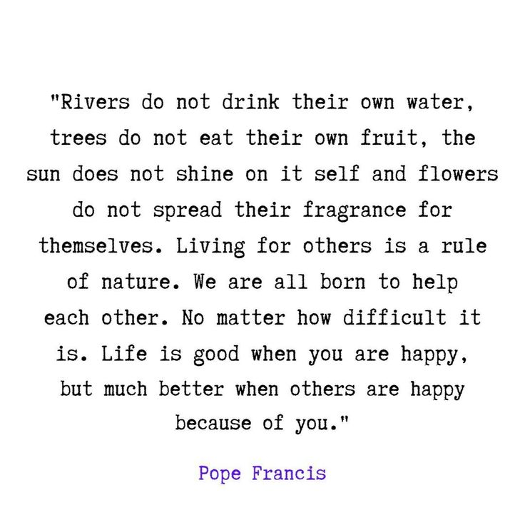 a poem written in purple ink with the words rivers don't drink their own water, trees do not eat their own fruit, the sun does not shine on it self and flowers