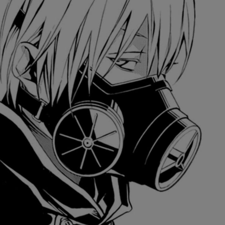 an anime character wearing a gas mask