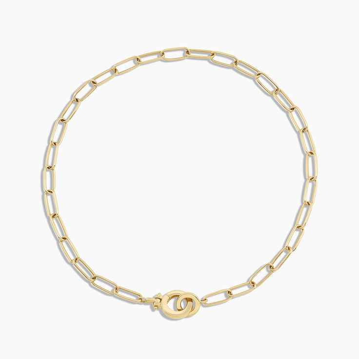 By popular demand, our best-selling Parker Bracelet is now available in 14k solid gold. Wear solo or stacked alongside your finest favorites. Love a coordinated look? Pair this chain-link bracelet with our Diamond Parker Necklace. Product Details 14k solid gold 7 1/4" total length 5 mm ring closure, 7 mm hinge clasp | 14K Gold Parker Bracelet, Women's by Fine Fine Jewelry Oval Link Chain Bracelet For Everyday, Everyday Gold-tone Paperclip Bracelet With Cable Chain, Gold-tone Link Paperclip Bracelet In Minimalist Style, Timeless Formal Chain Bracelet With Paperclip Chain, Timeless Cable Chain Bracelet, Gold-tone Link Paperclip Bracelet Minimalist Style, Everyday Fine Jewelry Cable Chain Bracelet, Elegant Yellow Gold Tarnish Resistant Paperclip Bracelet, Classic Chain Link Paperclip Bracelet