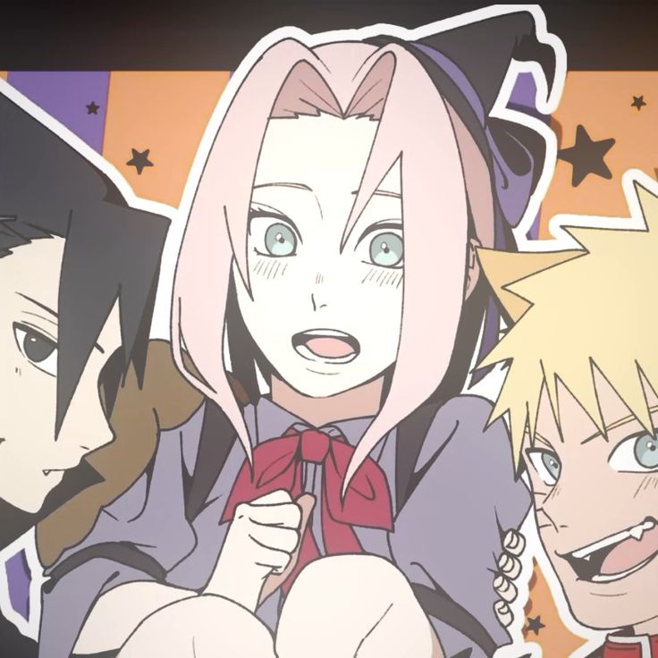 three anime characters are posing for the camera