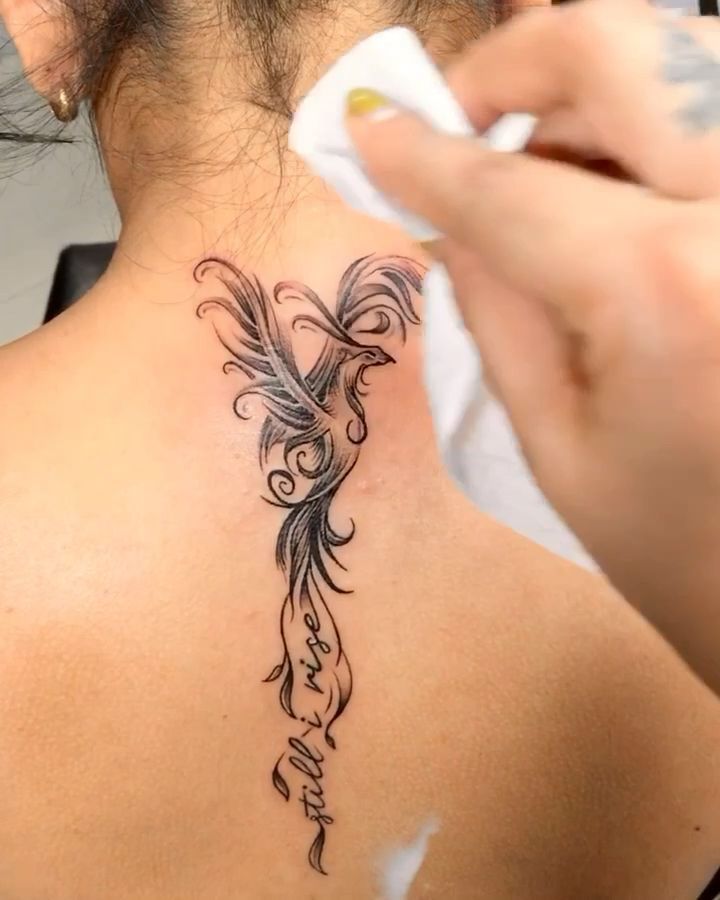 Phoniex Tattoo Women, Phenoix Tattoos For Women, Phoniex Tattoo Design, Still I Rise Phoenix Tattoo, Phoenix Tattoo Feminine Back, Pheonix Tattoo Ideas Female, Phoenix Tattoo Feminine The Ashes, Phönix Tattoo Women, Phenix Tattoo For Women