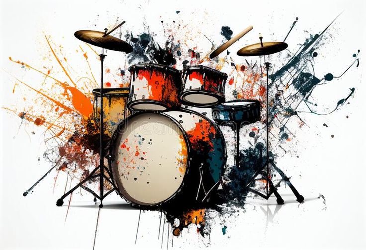 Drum set isolated on white background. Generative AI stock images Abstract Drum Painting, Drum Set Painting, Drum Set Drawing, Drums Painting, Delicate Paintings, Drum Painting, Drum Drawing, Drummer Art, Drums Artwork