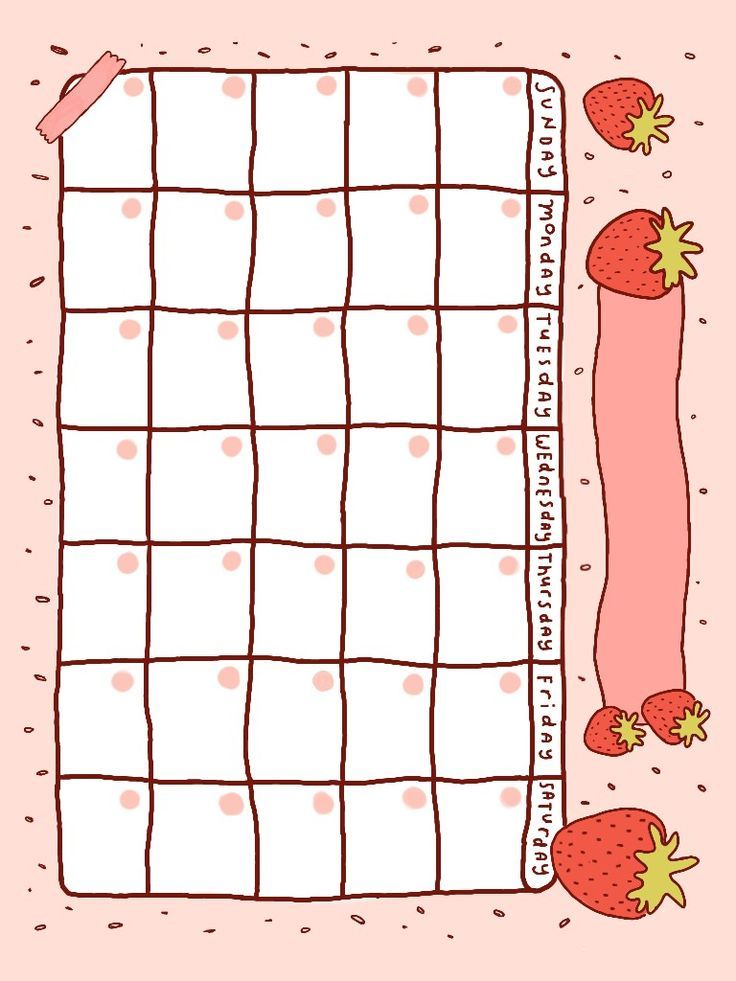 a pink calendar with strawberries on it