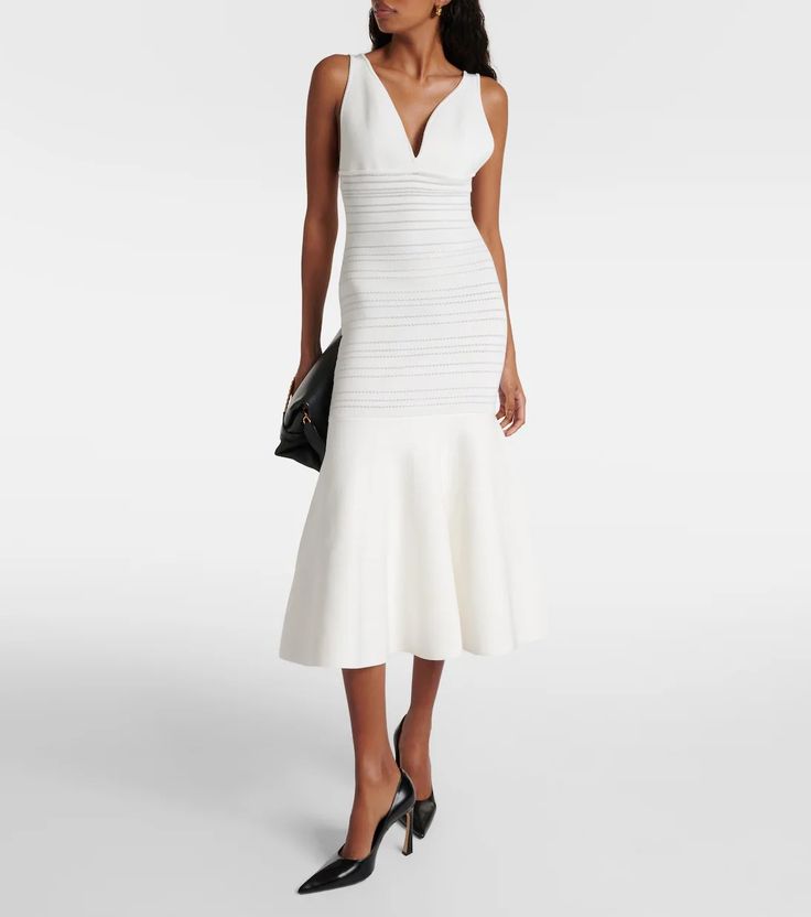 Party Ruched Midi Dress In Elastane, Chic Bodycon Elastane Dresses, Chic Stretch Elastane Dresses, Chic Elastane Bandage Dress, Stretch Elastane Cocktail Dress, V-neck Evening Dress, Evening V-neck Elastane Dress, Fitted Elastane Midi Dress, Stretch Midi-length Bandage Dress For Evening