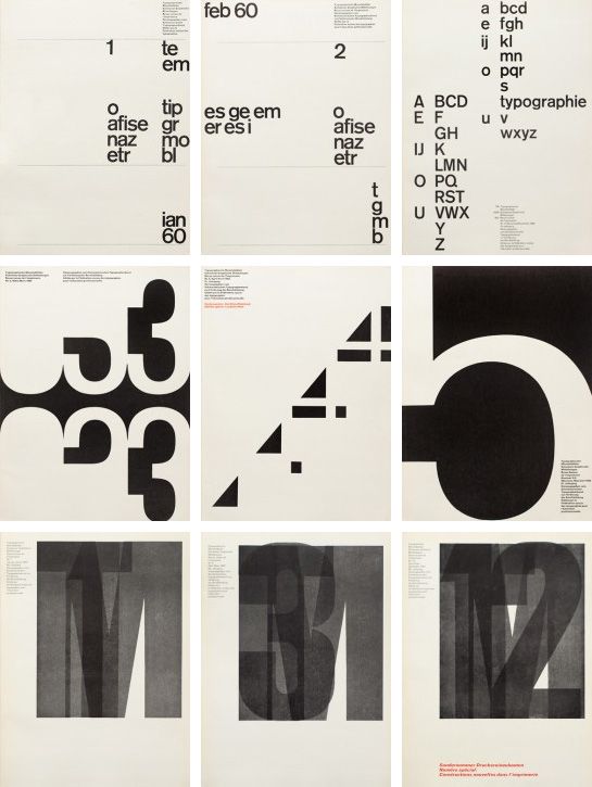 several different type of typograms are shown in black and white, each with numbers