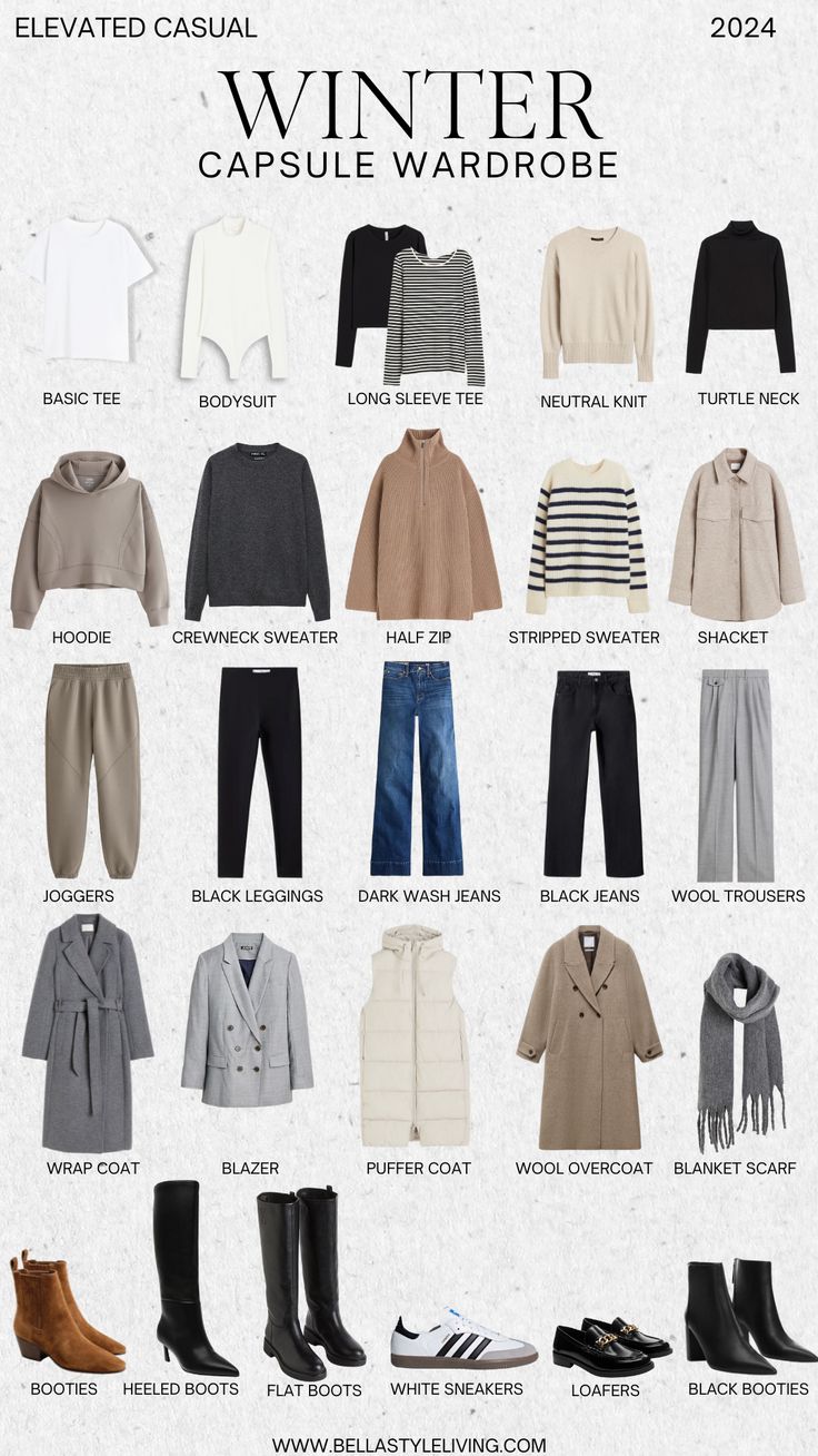 winter capsule wardrobe 2024 Vinter Mode Outfits, Capsule Wardrobe Women, Capsule Wardrobe Casual, Look Boho Chic, Winter Wardrobe Essentials, Fashion Outfits Casual, Fashion Capsule Wardrobe, Winter Fashion Outfits Casual, Travel Clothing