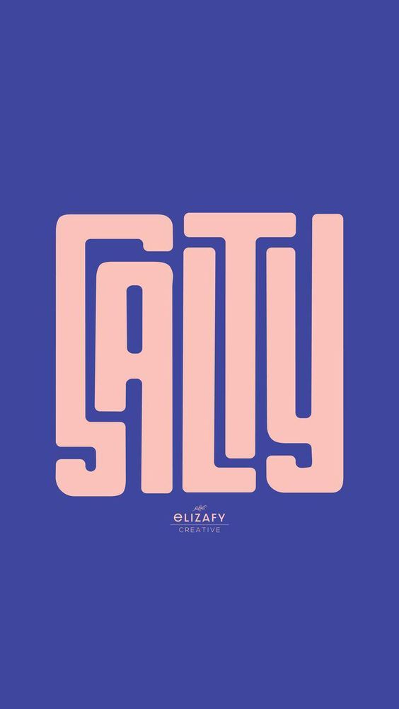 the letter gly is made up of pink and purple letters on a blue background