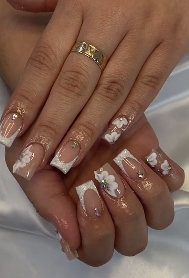 15 Nails, Latina Nails, Quince Nails, Quinceanera Pink, Quinceanera Nails, Short Gel Nails, Colored Acrylic Nails, Girly Acrylic Nails, French Tip Acrylic Nails