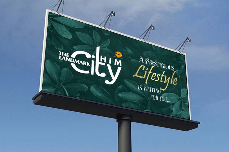 a billboard sign with the words the landmark city on it