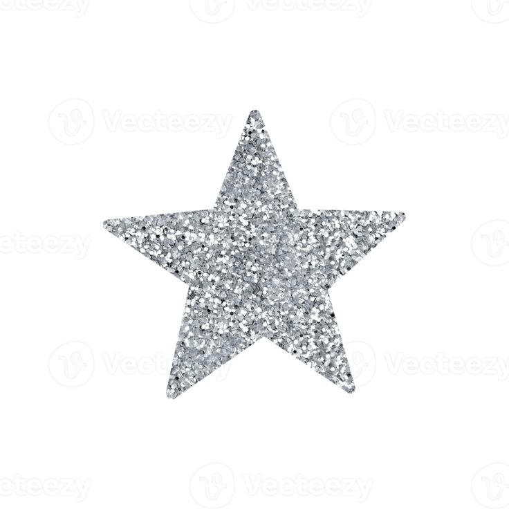 a silver glitter star on a white background