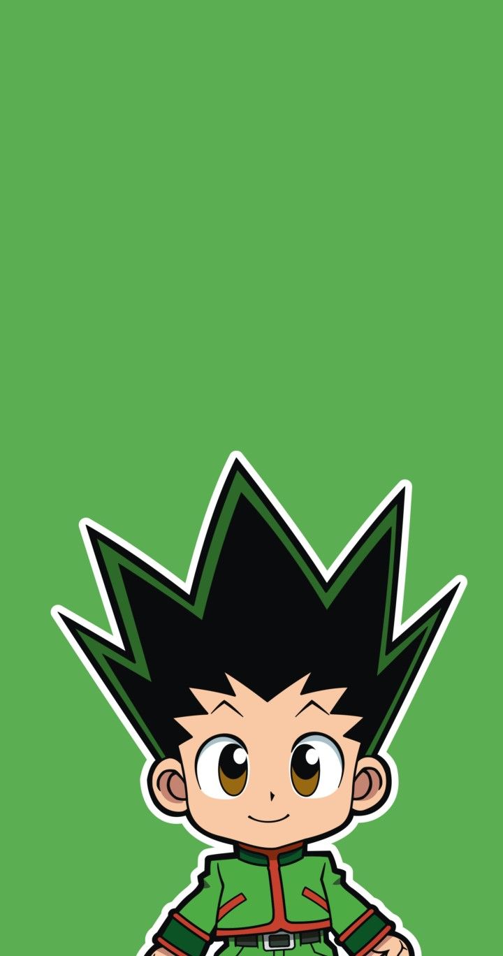 an anime character with black hair and green eyes, standing in front of a green background