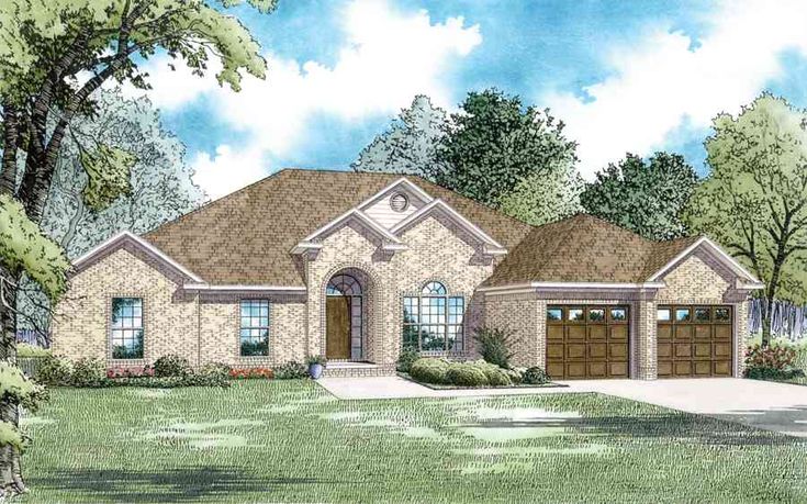 this is an artist's rendering of the front elevation of these european home plans