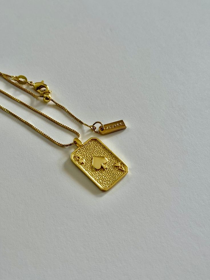 Show your hand and wear it on your neck! the new Ace of Spades charm necklace will surely be a winner! Gold filled charm on 18" adjustable gold filled chain French Collection, Ace Of Spades, Bar Gifts, Forever Jewelry, Book Candle, 50th Gifts, Bridal Shop, Original Gift, Gold Filled Chain